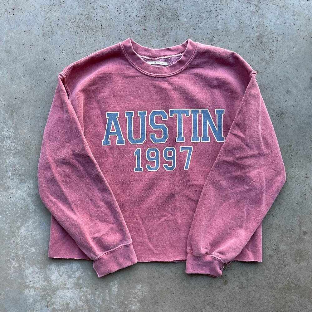 Anthropologie Women's Oversized City Sweatshirt AUSTIN 1997 Size X-Small